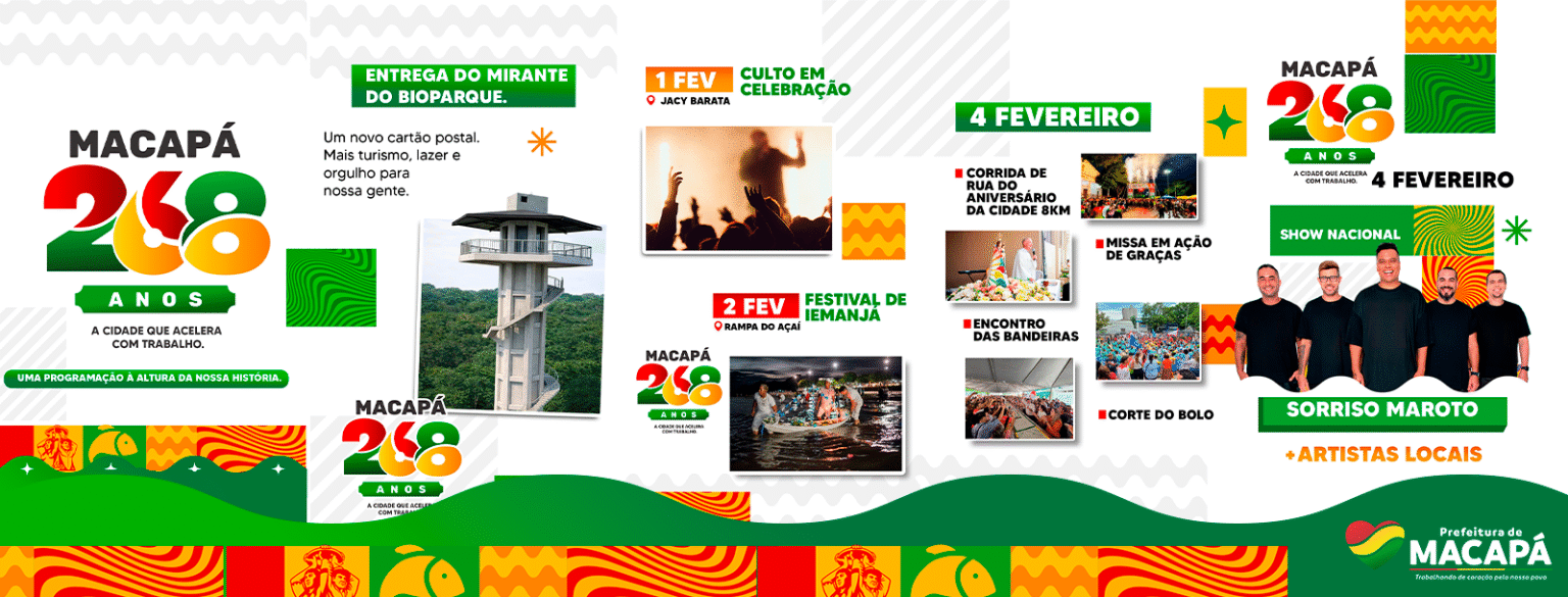 Celebrações do Aniversário de 268 Anos de Macapá Incluem Show do Sorriso Maroto