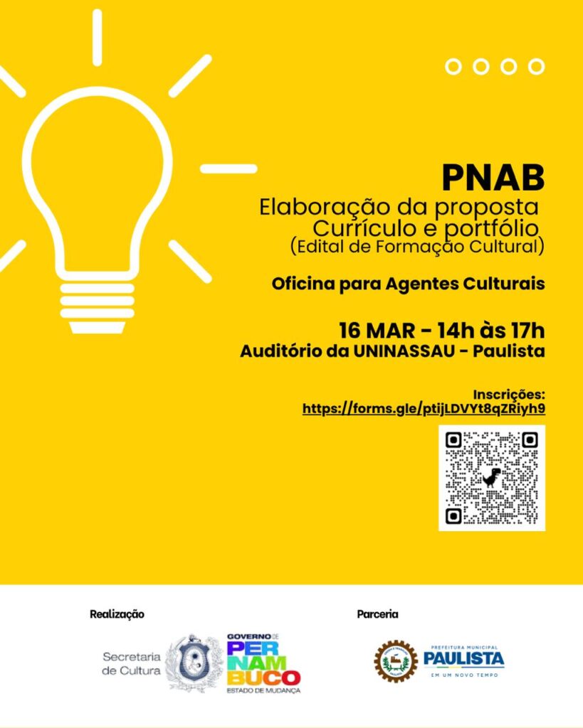 Oficina Gratuita em Paulista Aborda Política Nacional de Fomento à Cultura Oficina Gratuita em Paulista Aborda Política Nacional de Fomento à Cultura