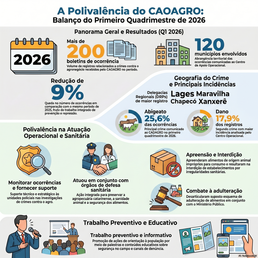 Crimes contra o Agronegócio em Santa Catarina Registram Queda de 9% em 2026 Crimes contra o Agronegócio em Santa Catarina Registram Queda de 9% em 2026