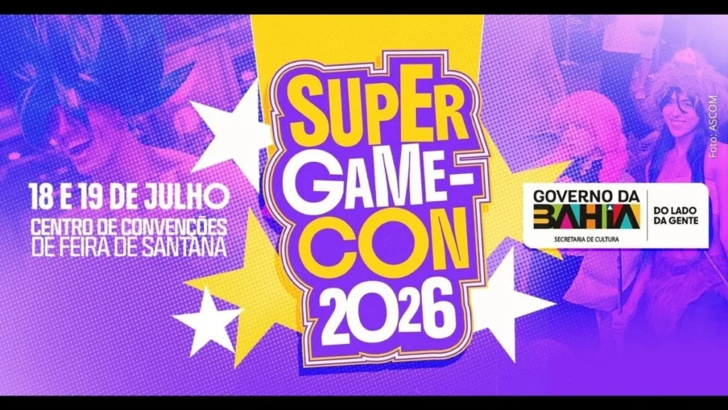 Super Game-Con 2026 em Feira de Santana: programação presencial une games e cultura pop em julho