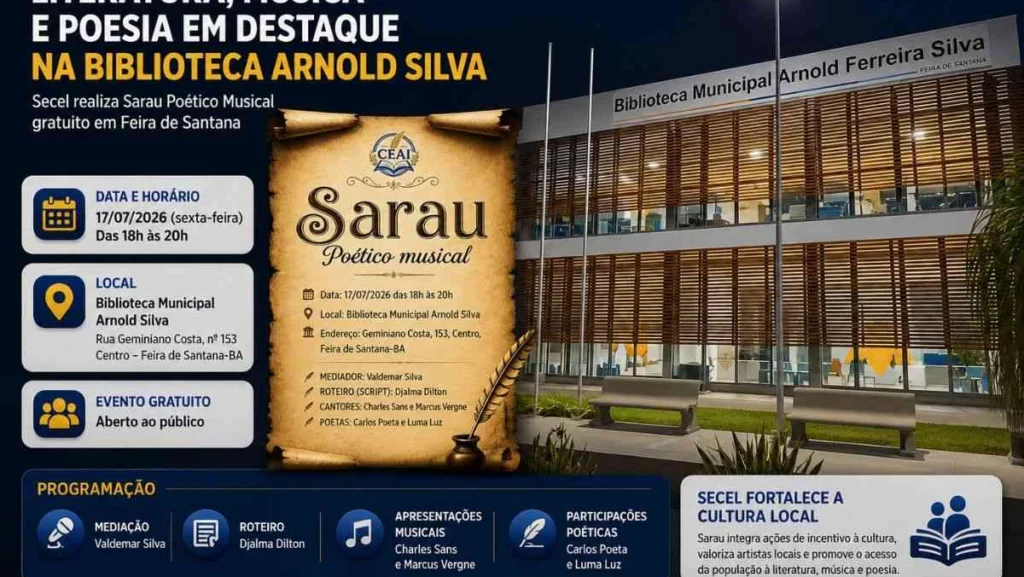 Sarau Poético Musical e Resultado do Pró-Cultura/Esporte agitam Feira de Santana